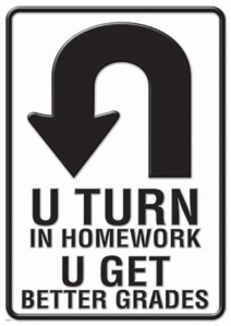 U turn in homework Y get better grades